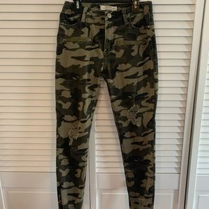 Distressed Camo Skinny Jeans